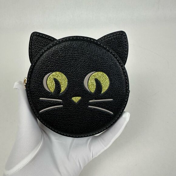 COPY - Coach Coin Purse with Halloween Cat Black Leather Wallet CW464 NWT